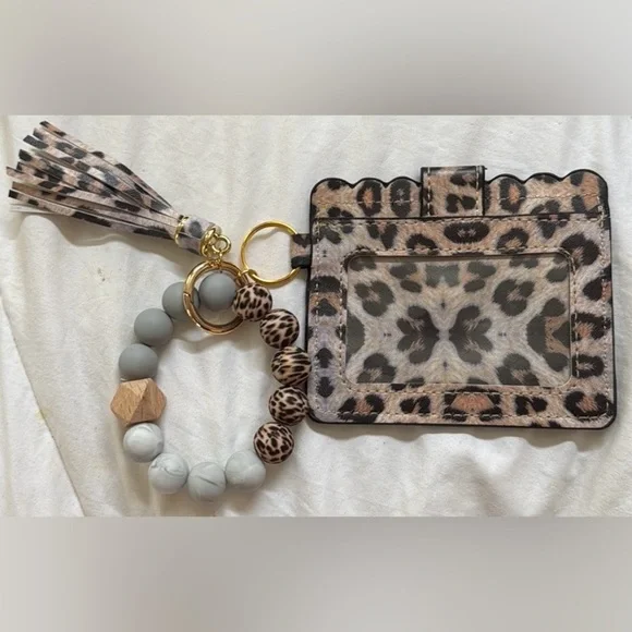 Leopard Print Card Holder with Wristband & Tassel - Picture 2 of 4
